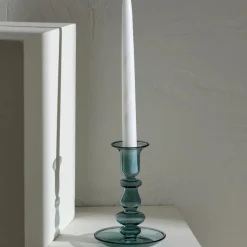 Alyce Glass Candle Holder, 13x10cm, Green