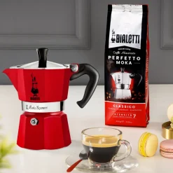 Bialetti Moka Express Hob Espresso Coffee Maker, 6 Cups, Red
