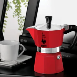 Bialetti Moka Express Hob Espresso Coffee Maker, 6 Cups, Red
