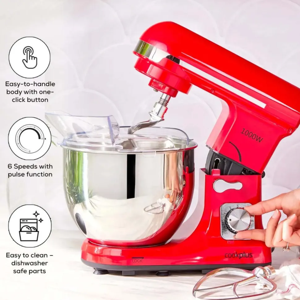 Cookplus Quick Chef Stand Mixer, 5L, 1000W, Red