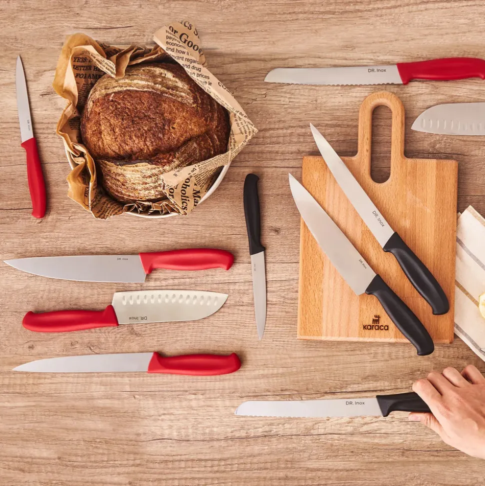 Dr. Inox Santoku Knife, 20cm, Red