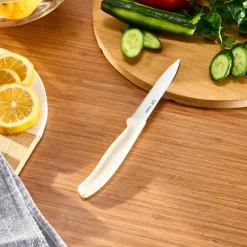 Dr.Inox Serrated Stainless Steel Utility Knife, 21cm, Cream