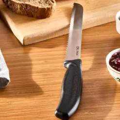 Dr.Inox Stainless Steel Bread Knife, 32cm, Black