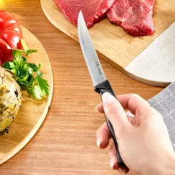 Dr.Inox Stainless Steel Steak Knife, 23cm, Black