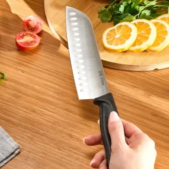 Dr. Inox Stainles Steel Santoku Knife, 30cm, Black
