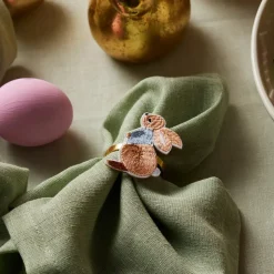 Easter Rabbit Metal Napkin Ring Set, 4 Piece