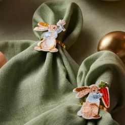 Easter Rabbit Metal Napkin Ring Set, 4 Piece