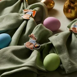 Easter Rabbit Metal Napkin Ring Set, 4 Piece
