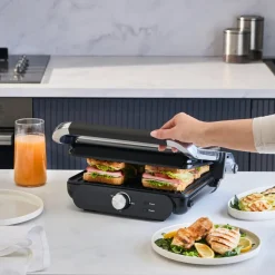Homend Grilliant 1366H Stainless Steel Body Sandwich Toaster & Grill Maker with Removable Cast Plates, 2000W, Inox