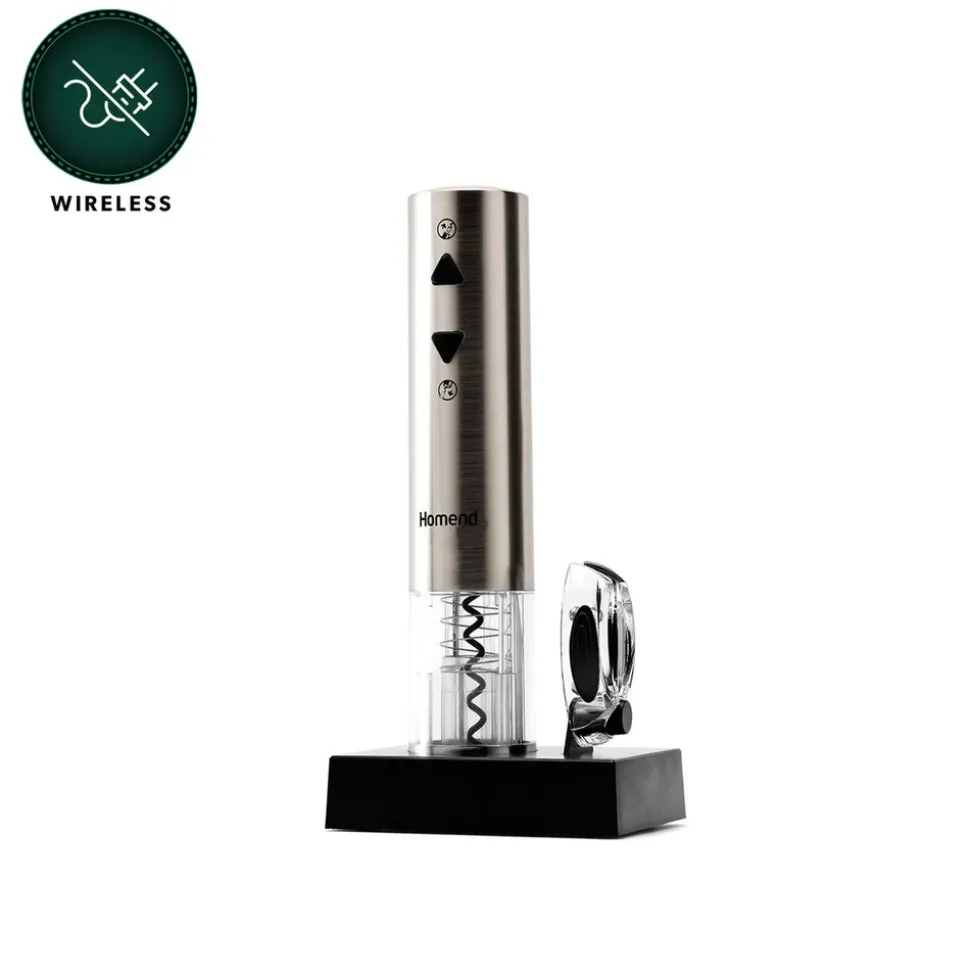 Homend WineUp 2201UK Automatic Wine Opener (Electric Corkscrew), Silver