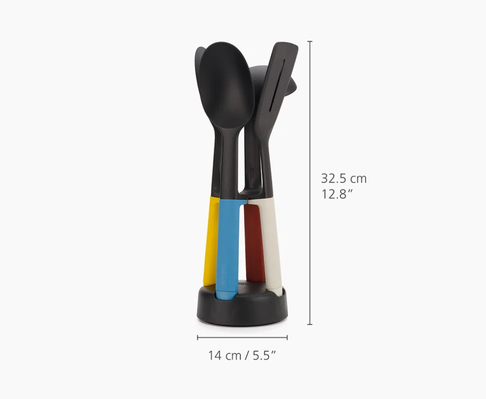 Joseph Joseph Elevate Slim 4-piece Utensil Set with Storage Stand, Multicolour