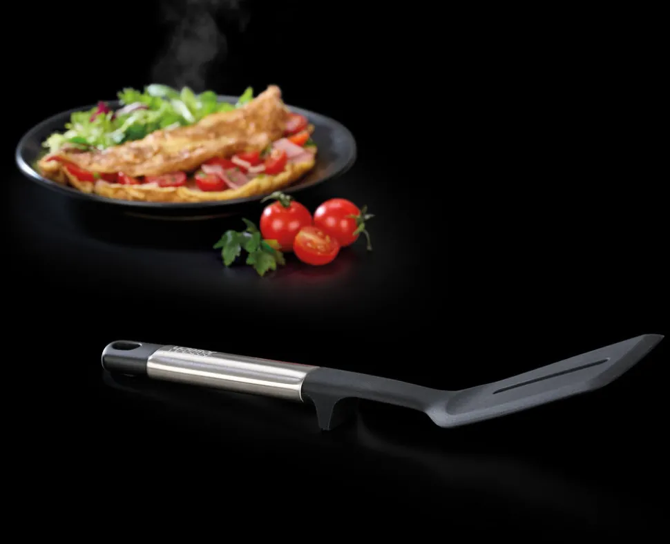 Joseph Joseph Elevate Stainless Steel Silicone Slotted Turner, Black Grey
