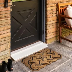 Kaşmir Rugs 7/24 Black Naturel Coco Door Mat, 45cmx75cm, Multi