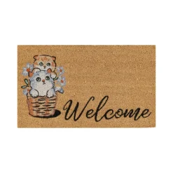 Kaşmir Rugs 7/24 Cat Welcome Coco Door Mat, 45cmx75cm, Multi