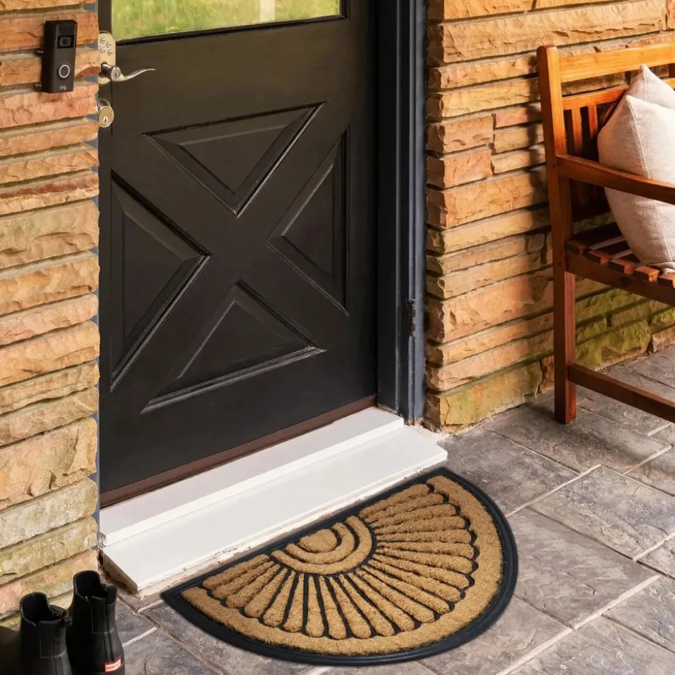 Kaşmir Rugs 7/24 Rubber Fan Coco Door Mat, 45cmx75cm, Multi