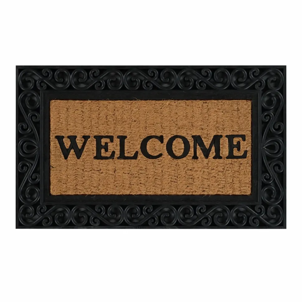 Kaşmir Rugs 7/24 Rubber-Framed Welcome Coco Door Mat, 45cmx75cm, Multi