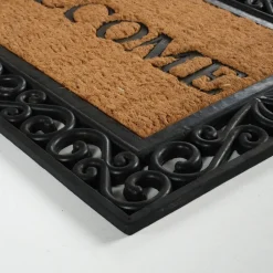 Kaşmir Rugs 7/24 Rubber-Framed Welcome Coco Door Mat, 45cmx75cm, Multi