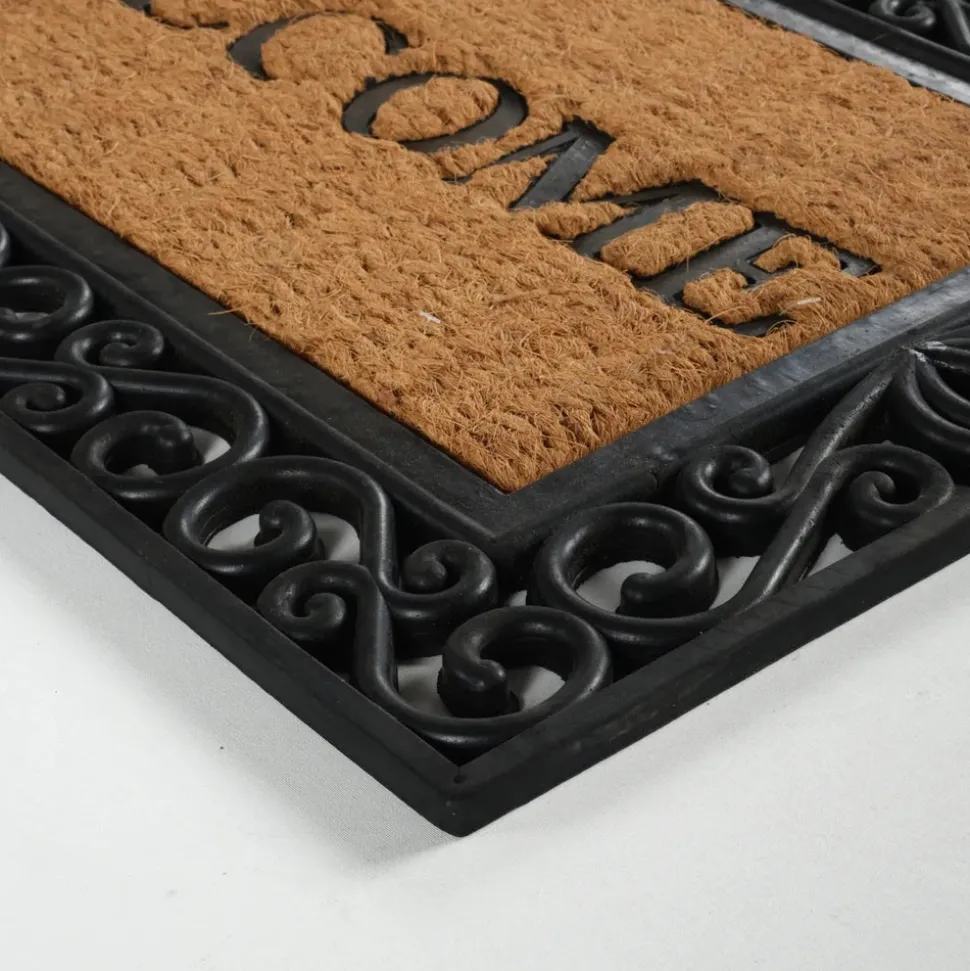 Kaşmir Rugs 7/24 Rubber-Framed Welcome Coco Door Mat, 45cmx75cm, Multi