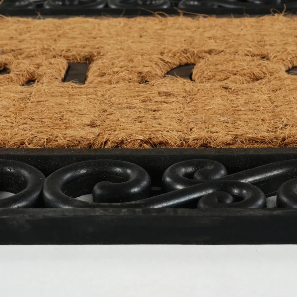 Kaşmir Rugs 7/24 Rubber-Framed Welcome Coco Door Mat, 45cmx75cm, Multi