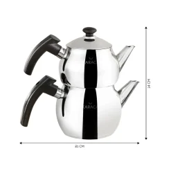 Karaca Adelya Stainless Steel Induction Teapot Set, Small, Silver Black