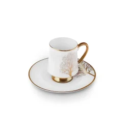 Karaca Afra 12-Piece Bone China Espresso Turkish Coffee Cup Set for 6 People, 90ml, White