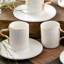 Karaca Aged 12 Piece Porcelain Espresso Turkish Coffee Cup Set for 6 People, 80ml, Multi