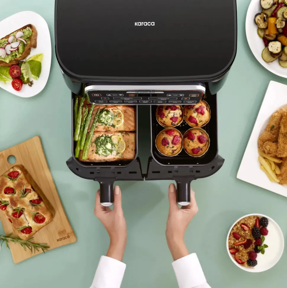 Karaca Air Cook Duo 2-in-1 Air Fryer with Stew Function, 8L, 2500W, Starlight