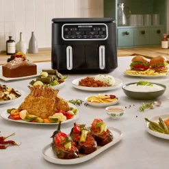 Karaca Air Cook Duo 2-in-1 Air Fryer with Stew Function, 8L, 2500W, Black Chrome