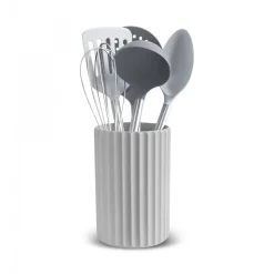 Karaca Alisa 6-Piece Stainless Steel Kitchen Utensil Set with Stand, Grey