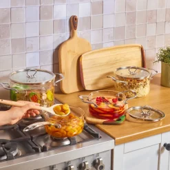 Karaca Amore 7-Piece Borosilicate Cookware Set, Transparent