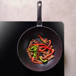 Karaca Aqua Granite Non-Stick Induction Wok Pan, 28cm, Blue