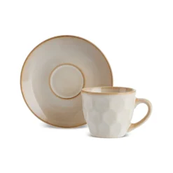 Karaca Aria Reactive Glaze 2-Piece Espresso Turkish Coffee Cup, 90ml, Beige