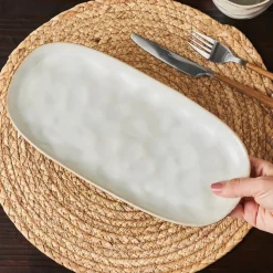 Karaca Aria Reactive Glaze Serving Platter, 31cm, Beige