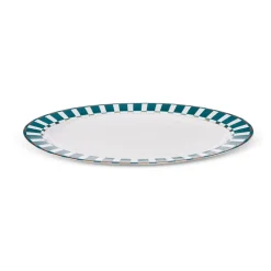 Karaca Aries Porcelain Serving Platter, 36cm, Green Multi