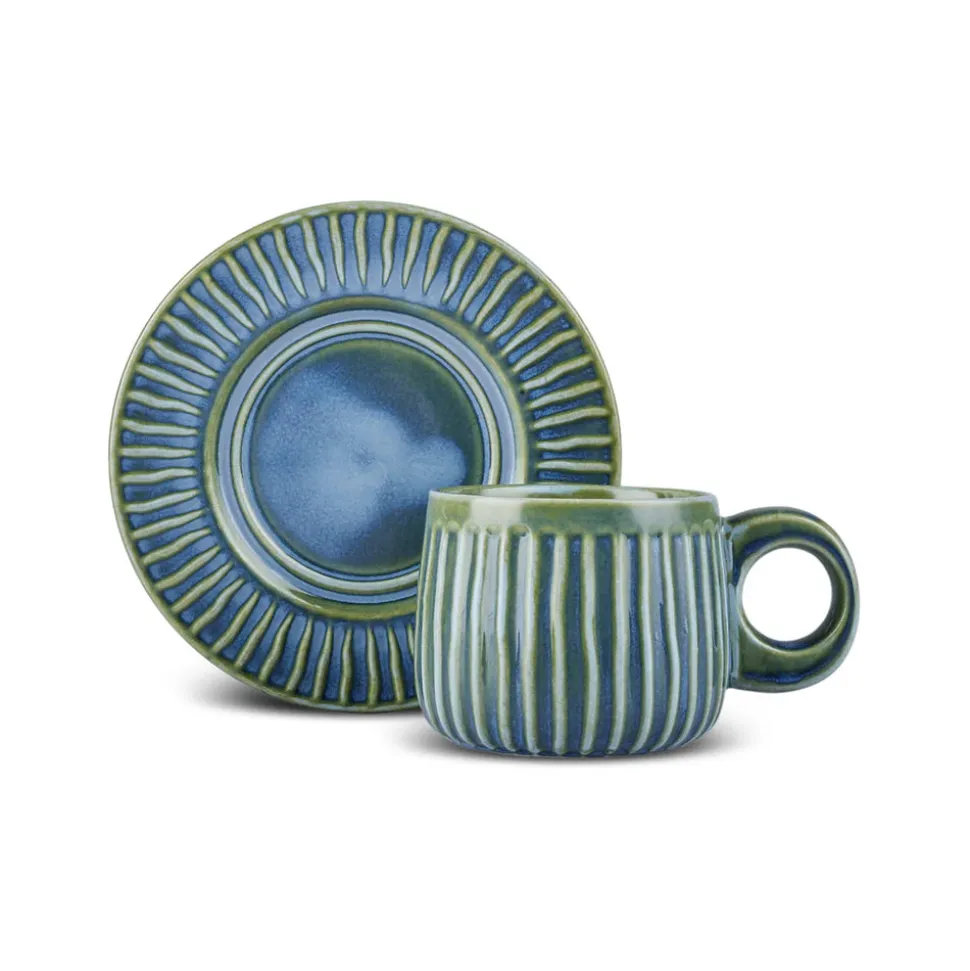 Karaca Arthur Beige & Green Tea Cup for 2 People, 260 ml