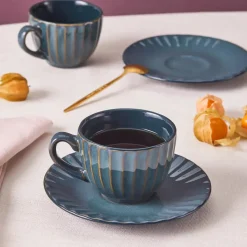 Karaca Austen 4-Piece Tea Cup and Saucer Set for 2 People, Green