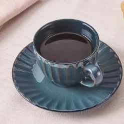Karaca Austen 4-Piece Tea Cup and Saucer Set for 2 People, Green