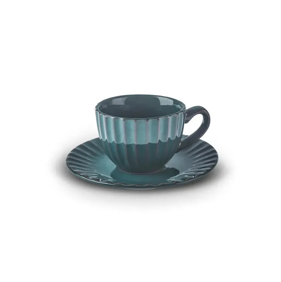 Karaca Austen 4-Piece Tea Cup and Saucer Set for 2 People, Green