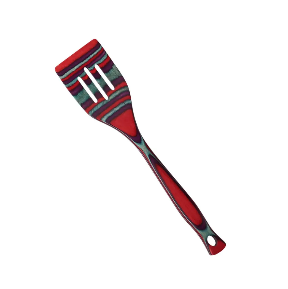 Karaca Bailando Pakka Wood Slotted Turner, 30cm, Red Multi