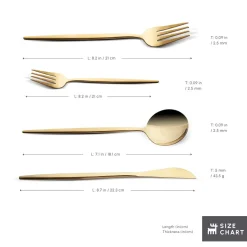 Karaca Bella 24-Piece Cutlery Set for 6 People, Shiny Gold