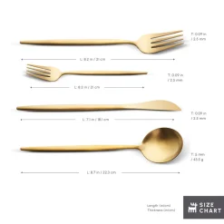 Karaca Bella 24-Piece Cutlery Set for 6 People, Matte Gold