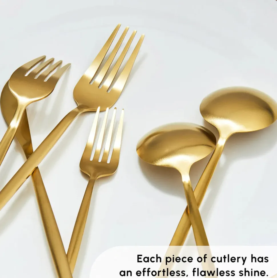 Karaca Bella 24-Piece Cutlery Set for 6 People, Matte Gold