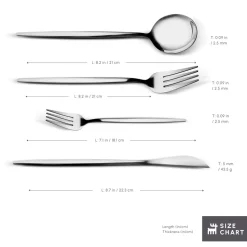 Karaca Bella Stainless Steel 24-Piece Cutlery Set for 6 People, Silver