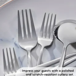 Karaca Bella Stainless Steel 24-Piece Cutlery Set for 6 People, Silver