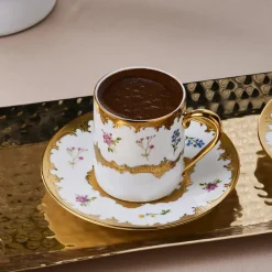 Karaca Bihter 12-Piece Bone China Espresso Turkish Coffee Cup for 6 People, 90ml, Multi