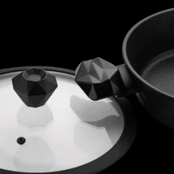 Karaca BioDiamond Non-Stick Antibacterial Handle Induction Shallow Casserole with Lid, 3.2L, Black