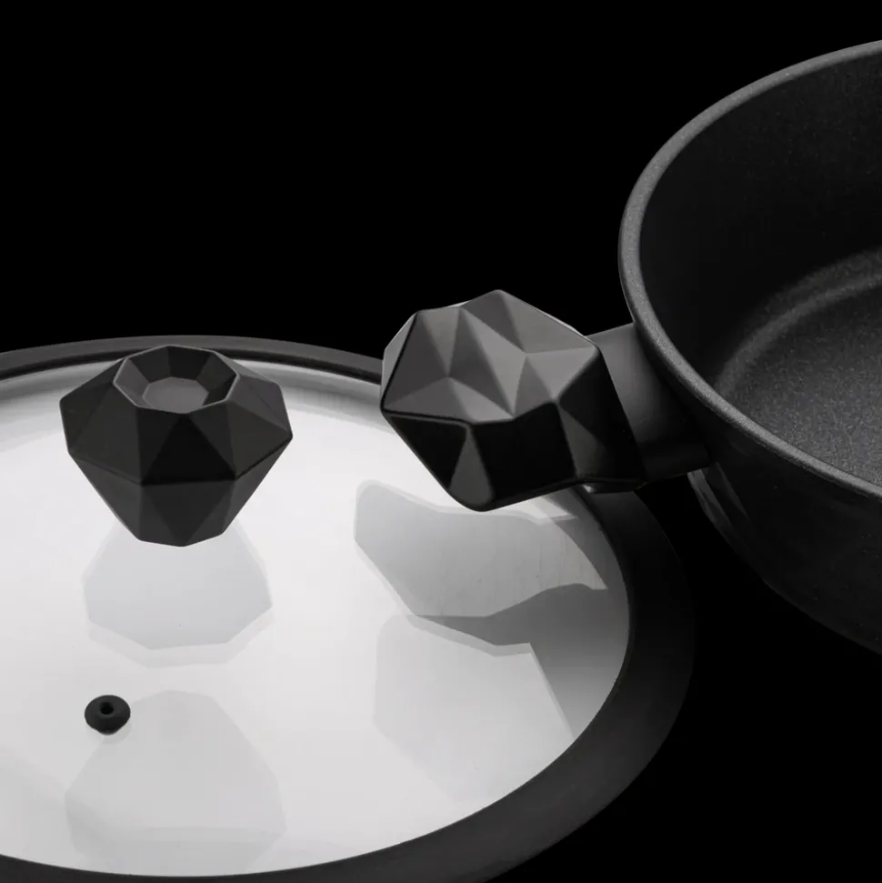 Karaca BioDiamond Non-Stick Antibacterial Handle Induction Shallow Casserole with Lid, 3.2L, Black