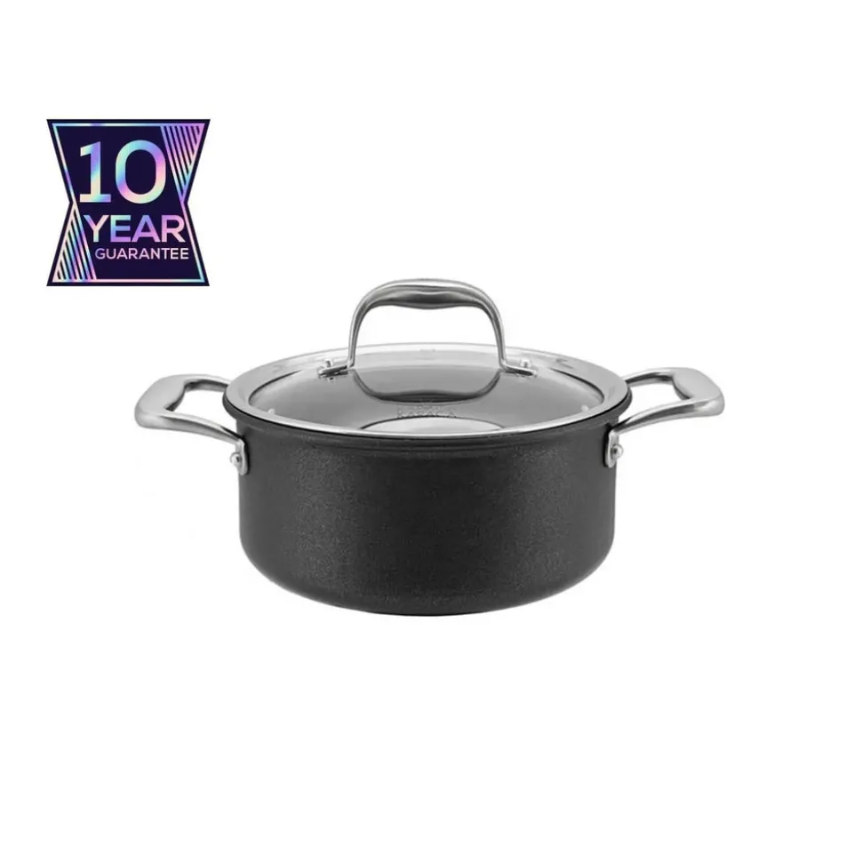 Karaca BioDiamond Pro Non-Stick Induction Stockpot with Lid, 20cm, Black