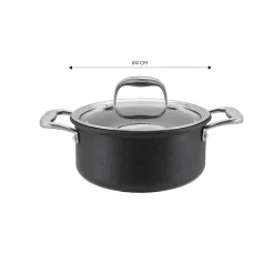Karaca BioDiamond Pro Non-Stick Induction Stockpot with Lid, 24cm, Black