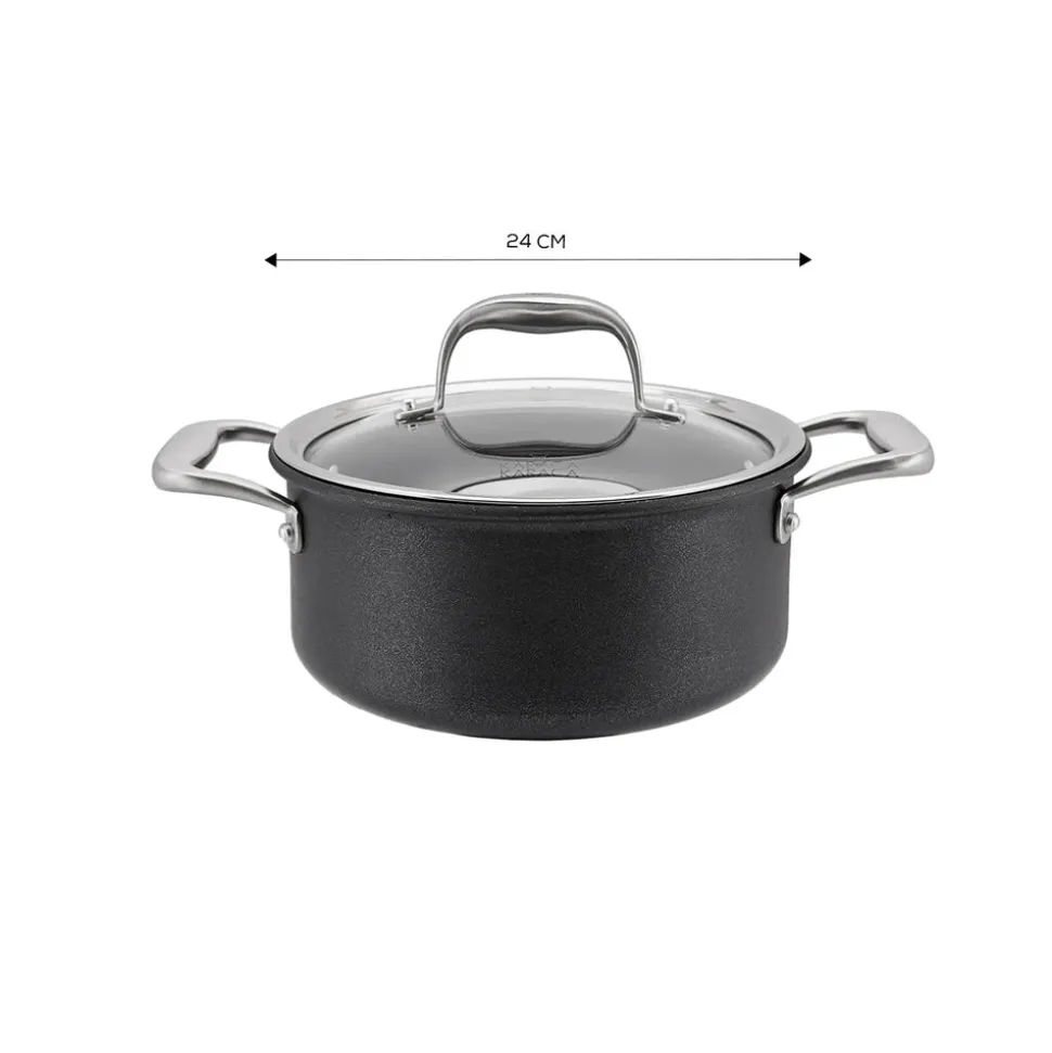 Karaca BioDiamond Pro Non-Stick Induction Stockpot with Lid, 24cm, Black